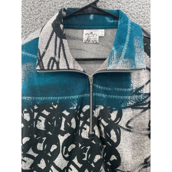 Parsley And Sage Finley Quarter Zip  Pocket Pull Over Sweatshirt Teal Size Small - Picture 4 of 7
